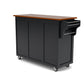 Create-A-Cart Black Kitchen Cart - Brown Wood Top