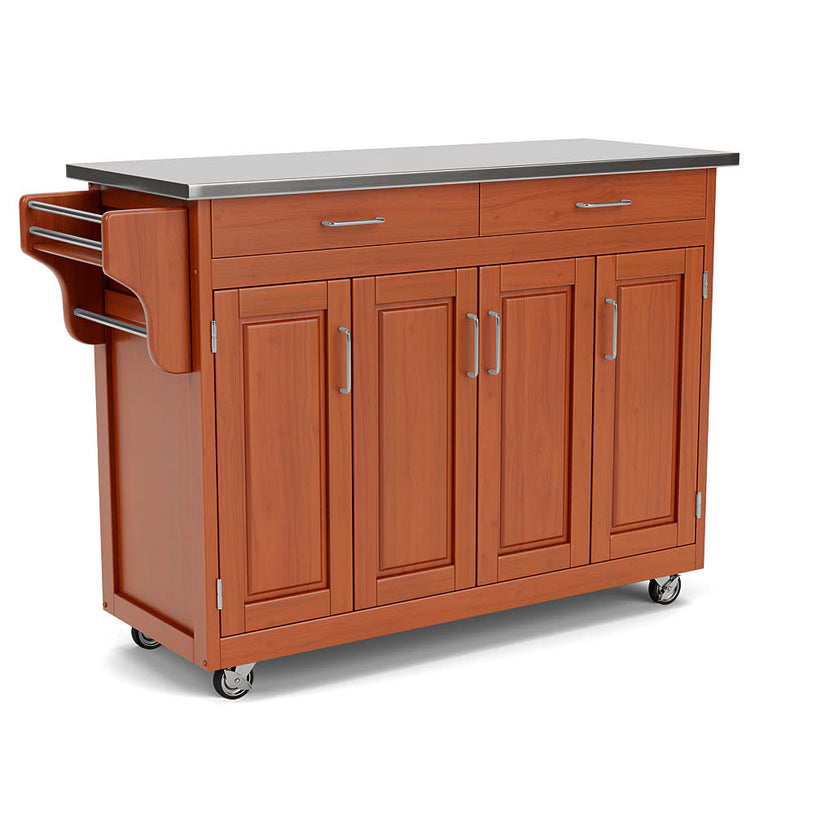 Create-A-Cart Brown Kitchen Cart - Stainless Steel Top