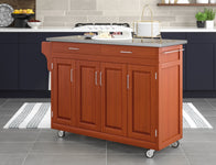 Create-A-Cart Brown Kitchen Cart - Stainless Steel Top