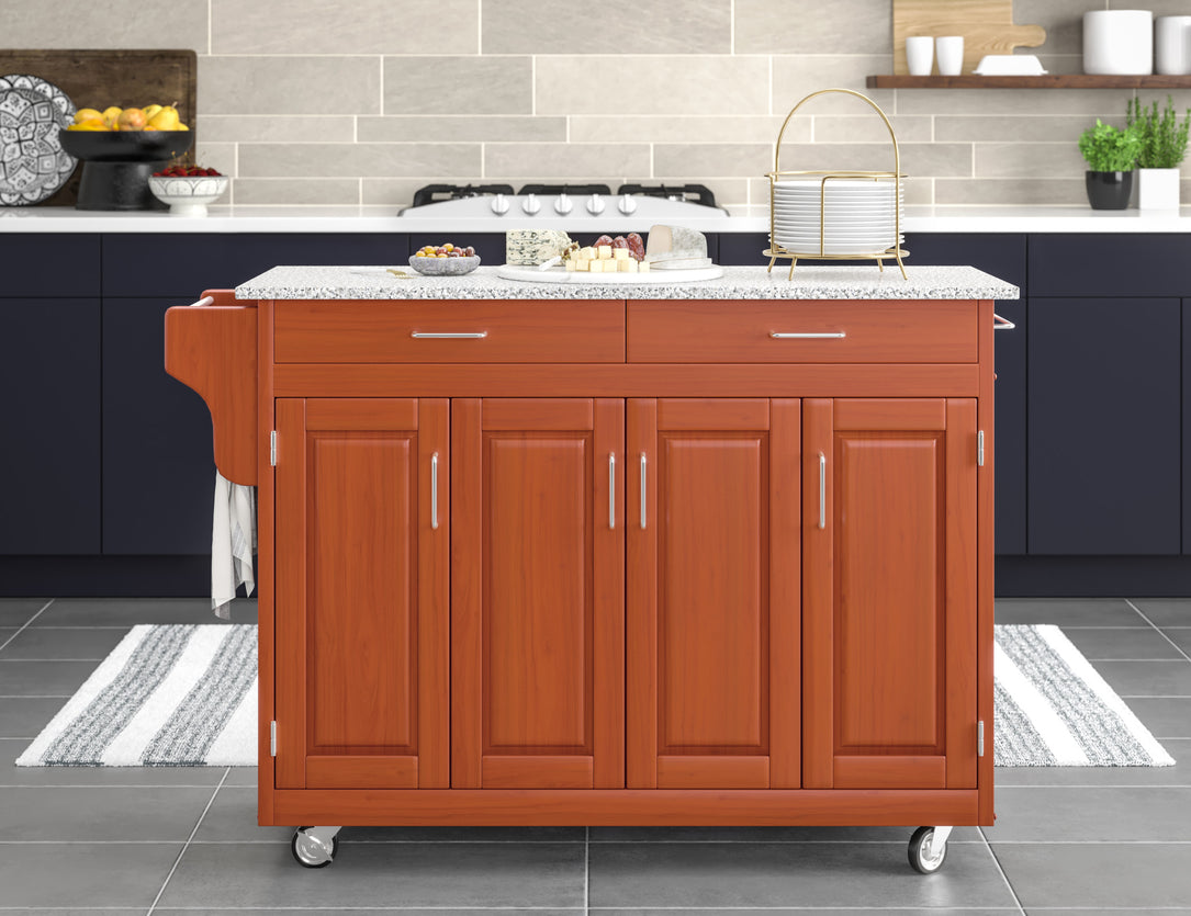 Create-A-Cart Brown Kitchen Cart - Gray Granite