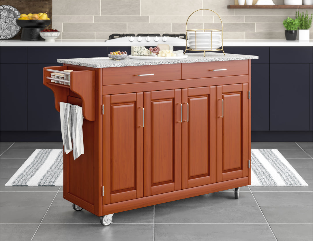 Create-A-Cart Brown Kitchen Cart - Gray Granite