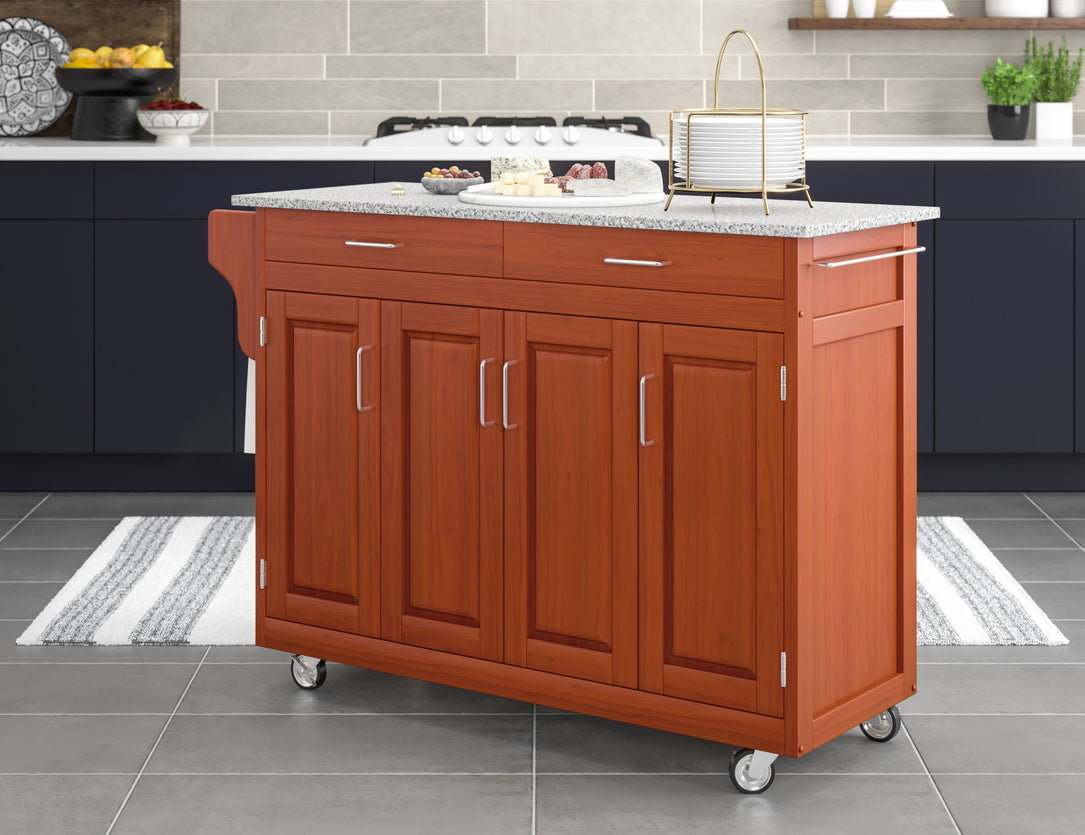 Create-A-Cart Brown Kitchen Cart - Gray Granite