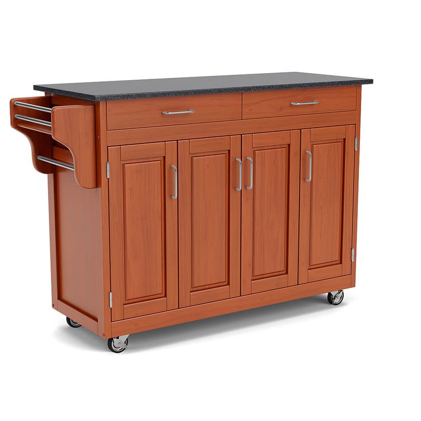 Create-A-Cart Brown Kitchen Cart - Black Granite