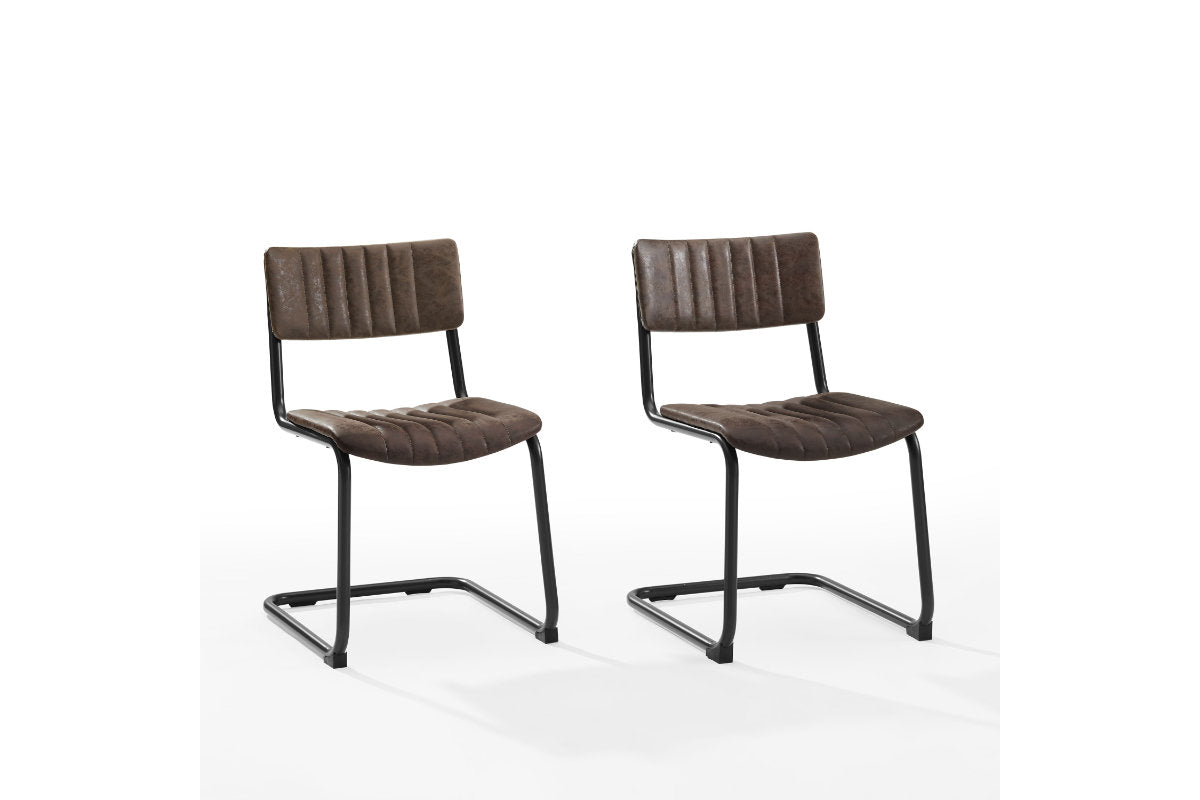 Conrad 2Pc Cantilever Dining Chair Set - Distressed Mocha