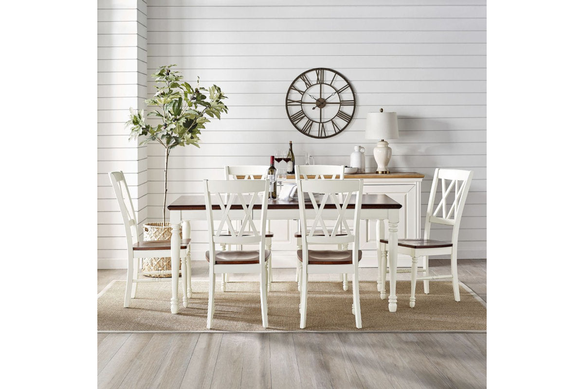 Shelby 7Pc Dining Set - Distressed White