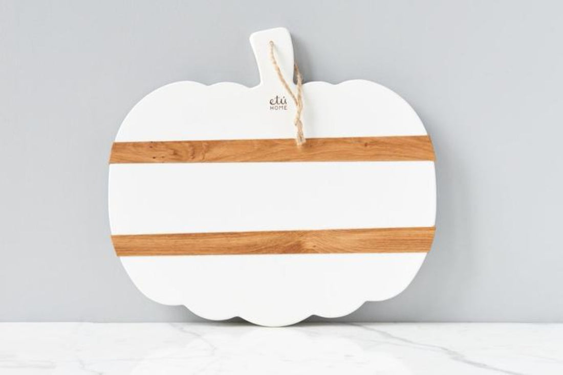 Mod Pumpkin Charcuterie Board Set - White and Natural