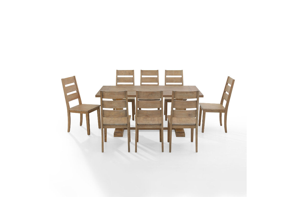 Joanna 9Pc Dining Set W/Ladder Back Chairs - Rustic Brown
