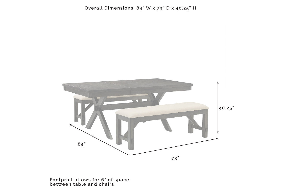 Hayden 3Pc Dining Set W/Benches- Slate