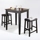 3Pc Pub Dining Set W/Upholstered Saddle Stools - Black