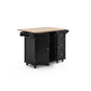 Dolly Madison Black Kitchen Cart W/Drop Leaf and Drawers