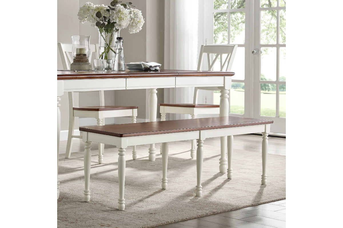 Shelby Dining Bench - Distressed White