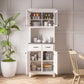 Buffet of Buffets Off-White Buffet with Hutch - Stainless Steel Top