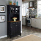 Buffet of Buffets Black with Hutch - Brown Hardwood Top
