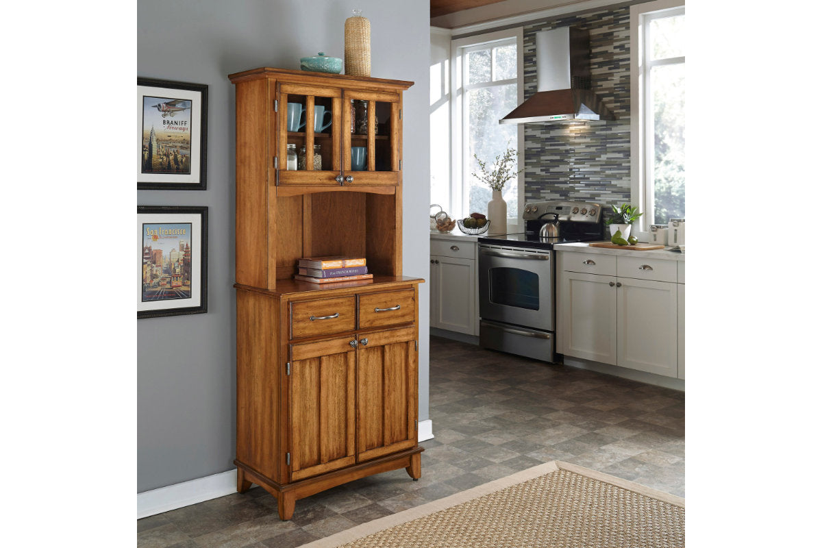 Buffet of Buffets Brown with Hutch - Brown Hardwood Top