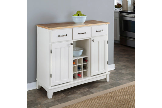 Buffet of Buffets Off-White with Wine Rack - Hardwood Top