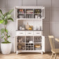 Buffet of Buffets Off-White Buffet with Hutch and Wine Rack - Stainless Steel Top