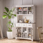 Buffet of Buffets Off-White Buffet with Hutch and Wine Rack - Stainless Steel Top