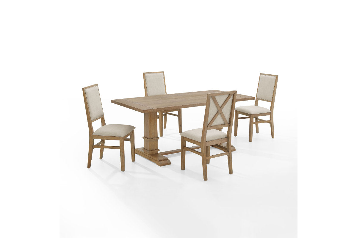 Joanna 5Pc Dining Set W/Upholstered Back Chairs - Rustic Brown