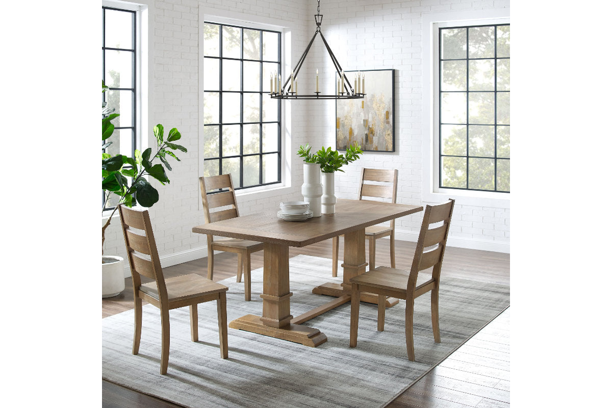 Joanna 5Pc Dining Set W/Ladder Back Chairs - Rustic Brown