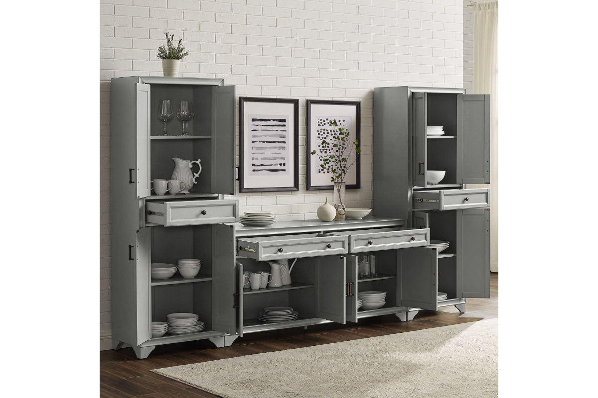 Tara 3Pc Sideboard And Pantry Set - Gray