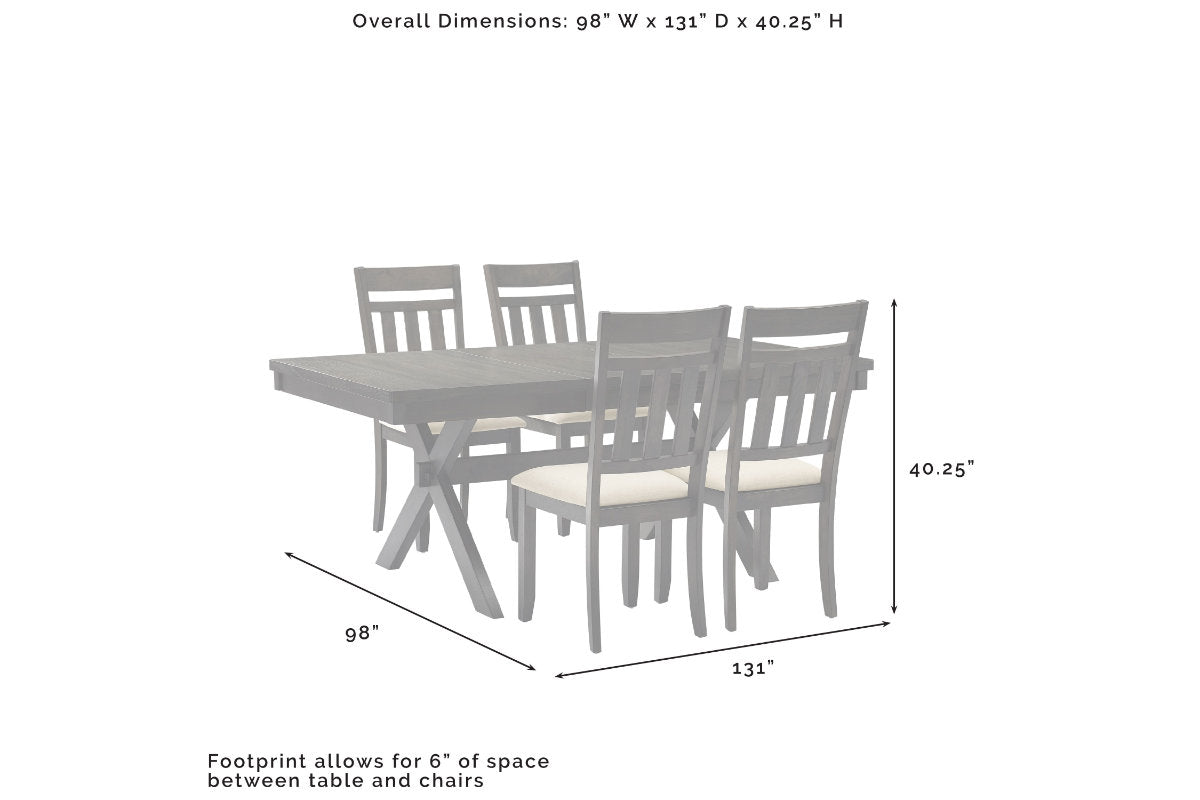 Hayden 5Pc  Dining Set W/Slat Back Chairs - Slate