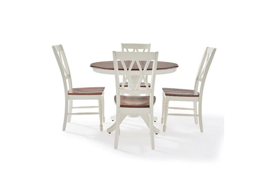 Shelby 5Pc Round Dining Set - Distressed White