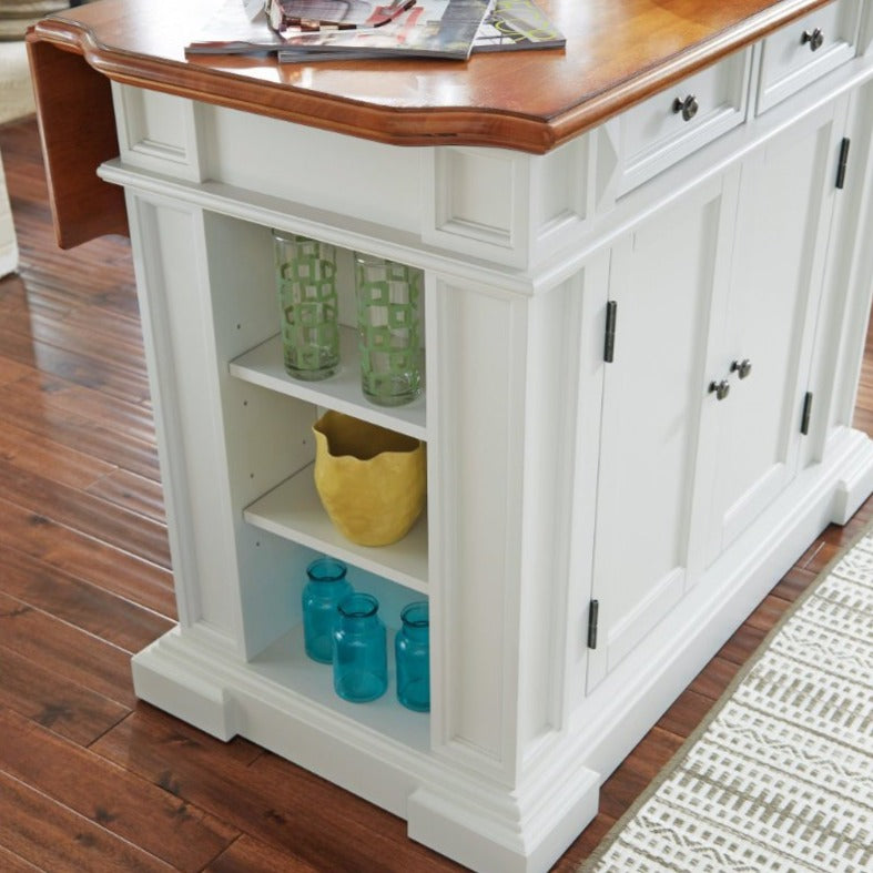 Americana Off-White Kitchen Island W/Drop Leaf