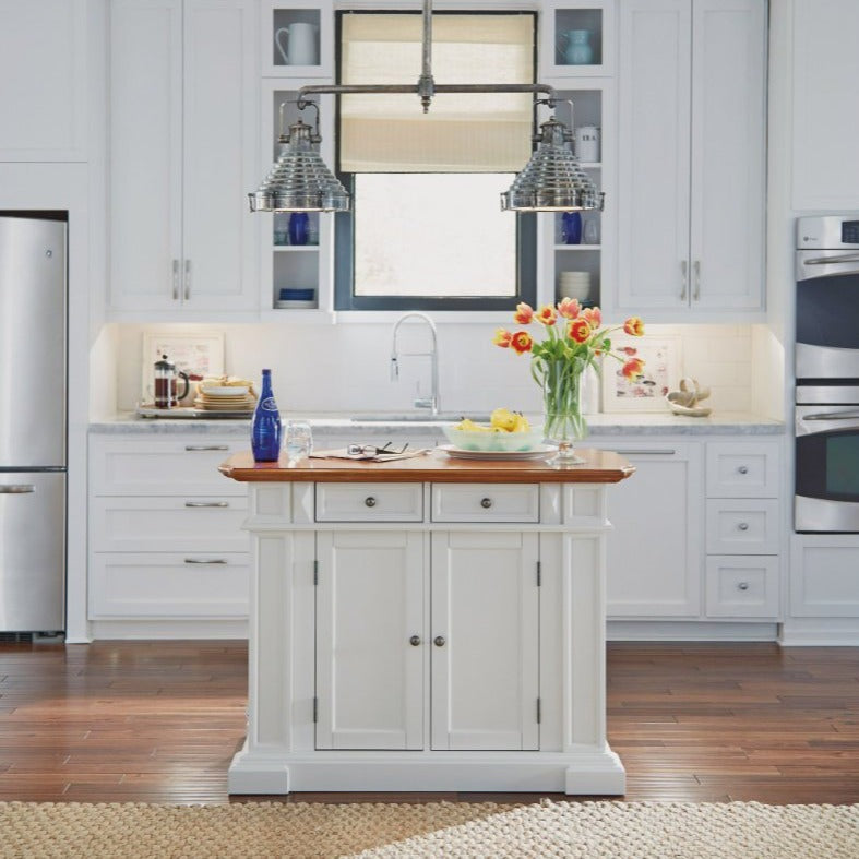 Americana Off-White Kitchen Island W/Drop Leaf