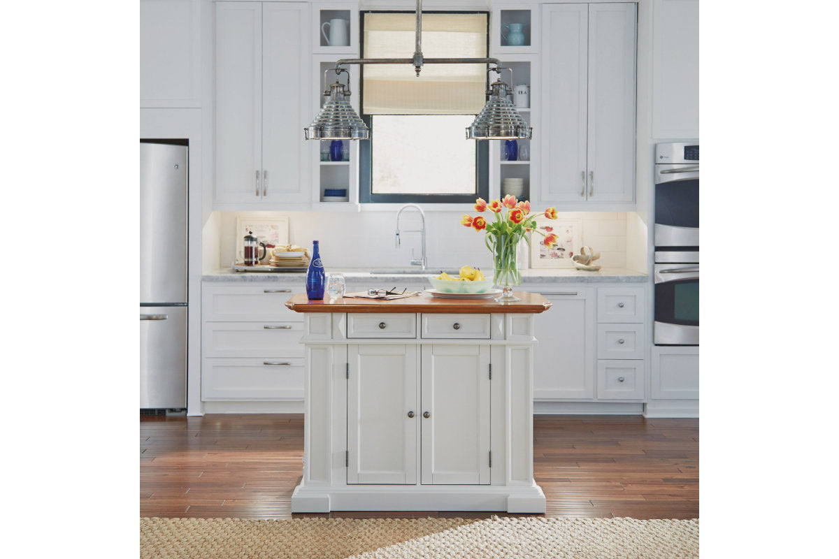 Americana Off-White Kitchen Island W/Drop Leaf