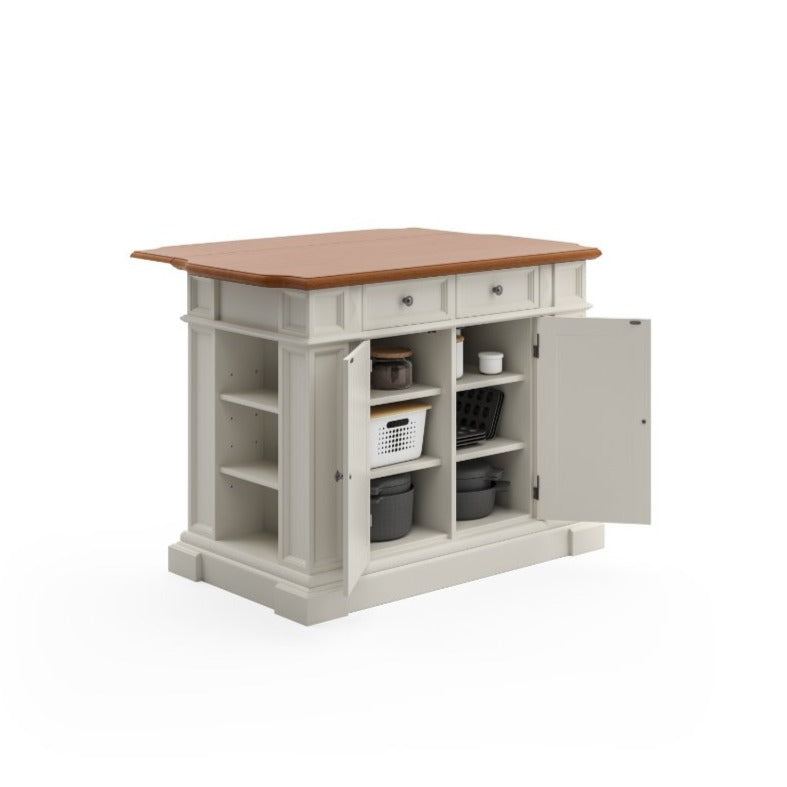 Americana Off-White Kitchen Island W/Drop Leaf