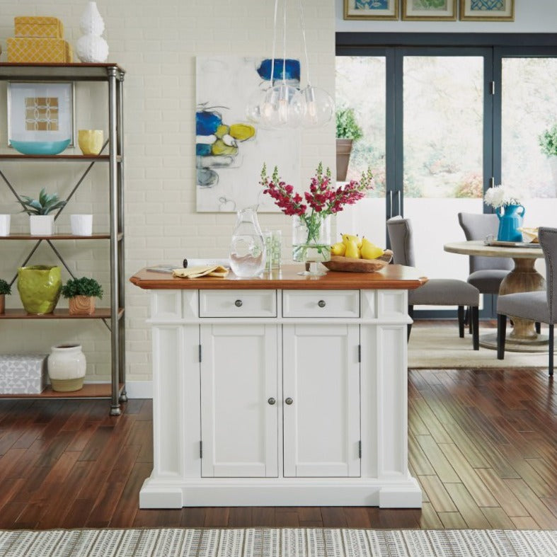 Americana Off-White Kitchen Island W/Drop Leaf