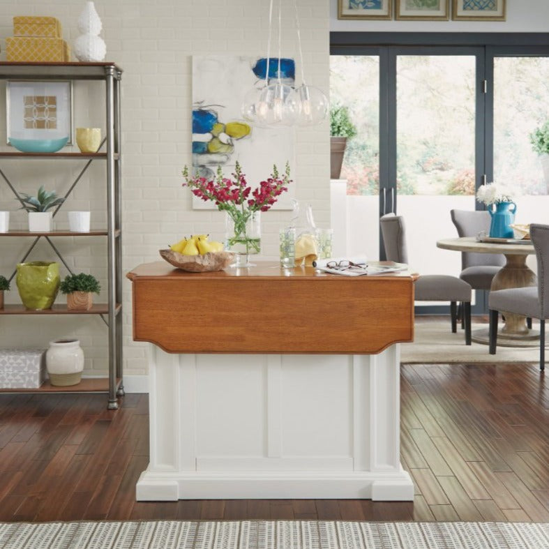 Americana Off-White Kitchen Island W/Drop Leaf