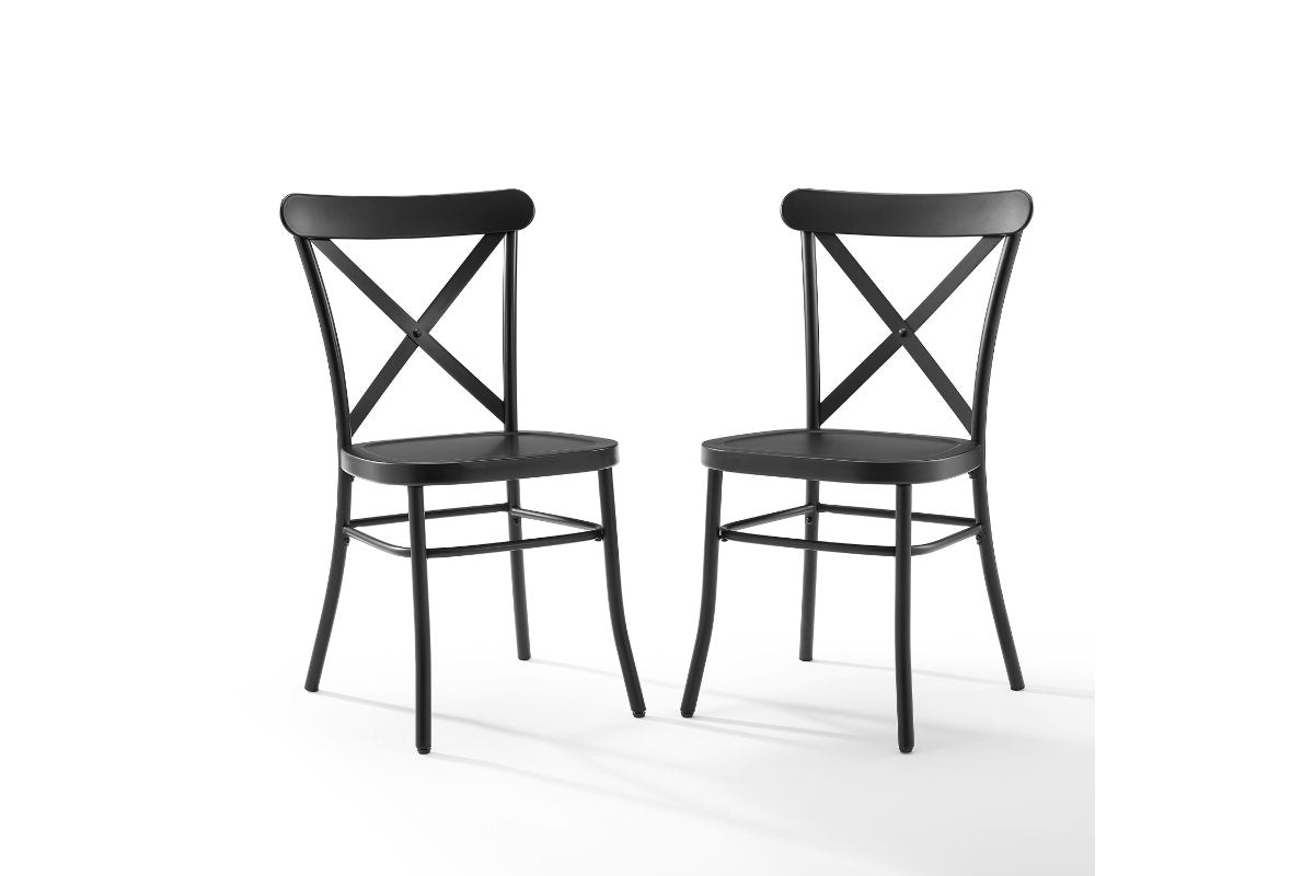 Camille 2Pc Metal Chair Set - Matte Black