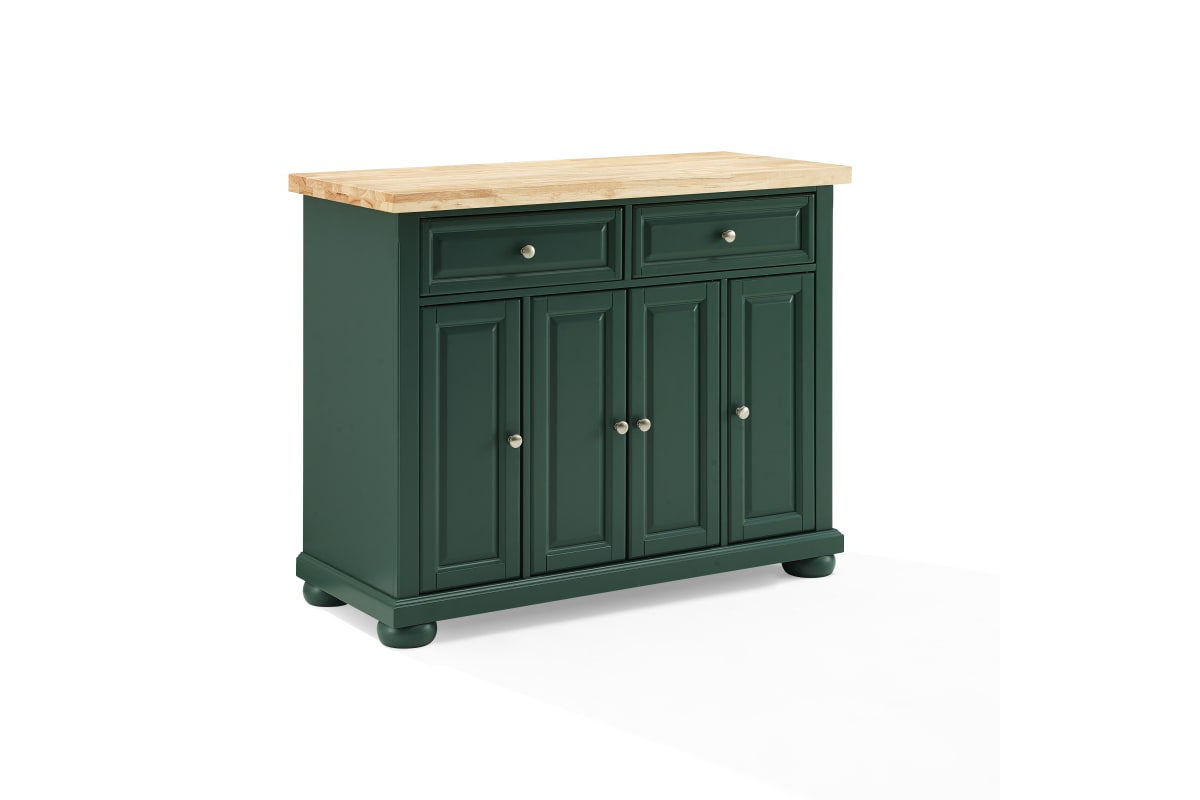 Madison Kitchen Island/Cart - Emerald Green & Natural