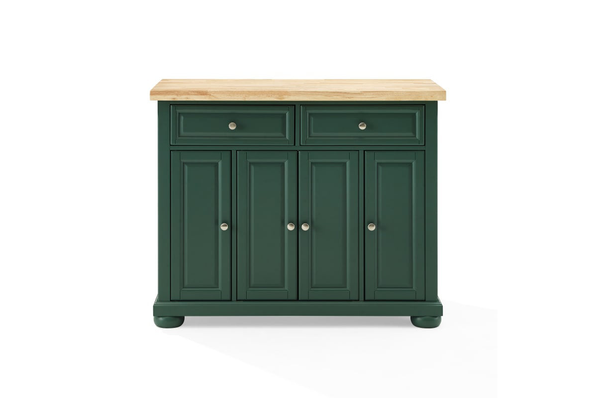 Madison Kitchen Island/Cart - Emerald Green & Natural