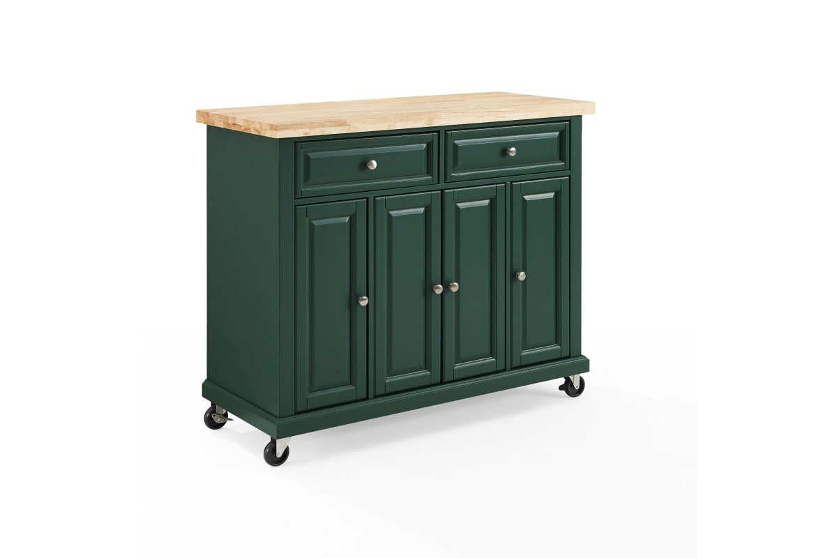 Madison Kitchen Island/Cart - Emerald Green & Natural