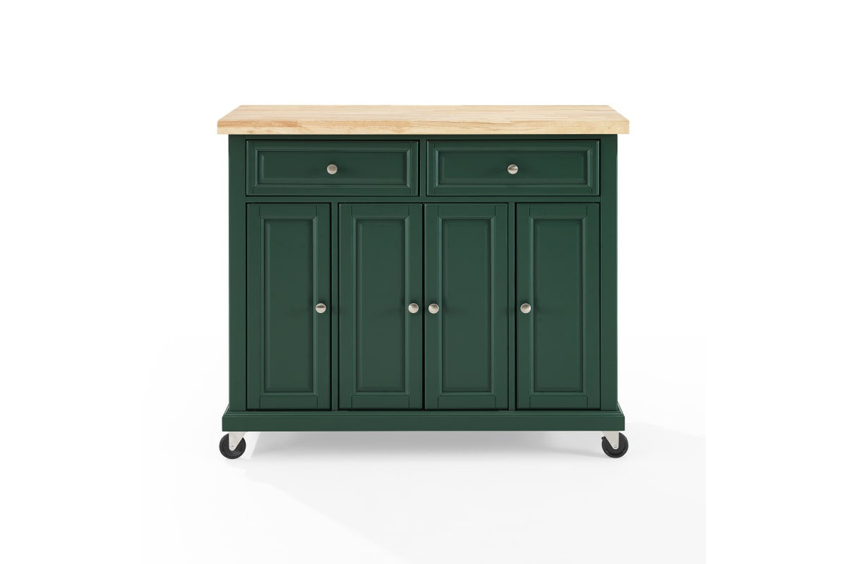 Madison Kitchen Island/Cart - Emerald Green & Natural