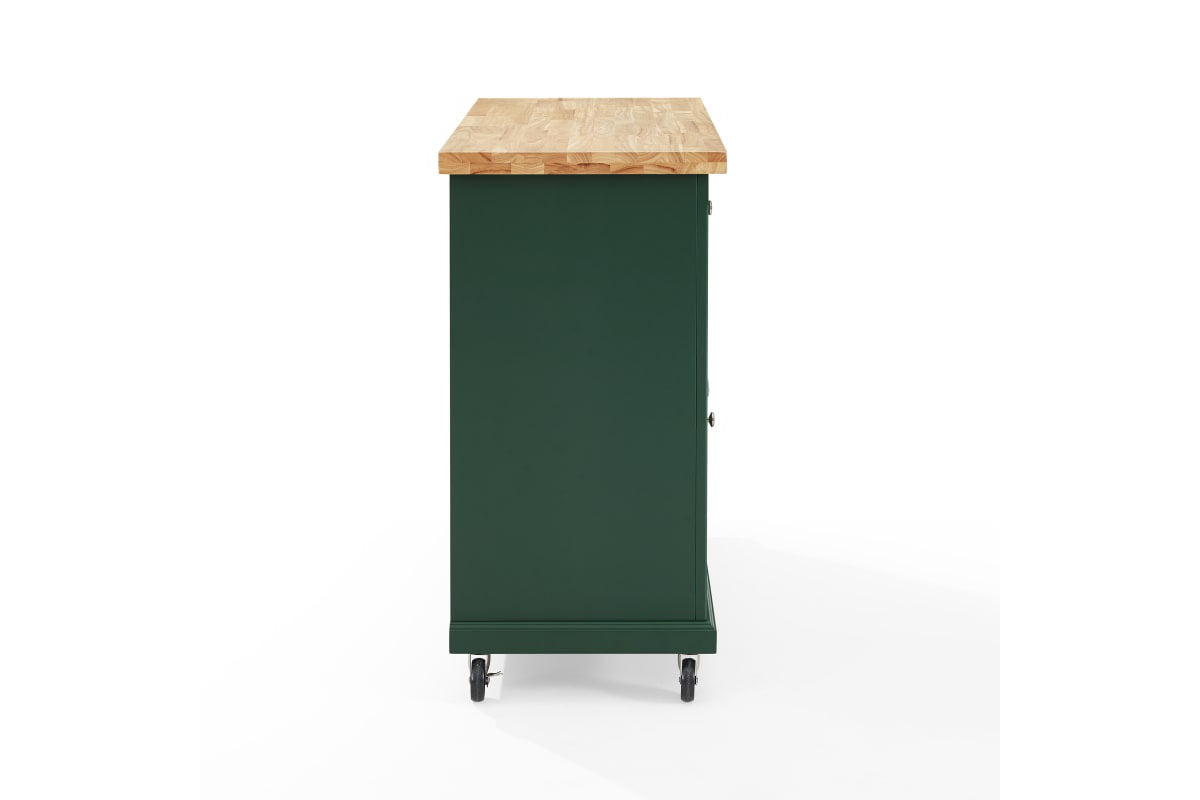 Madison Kitchen Island/Cart - Emerald Green & Natural