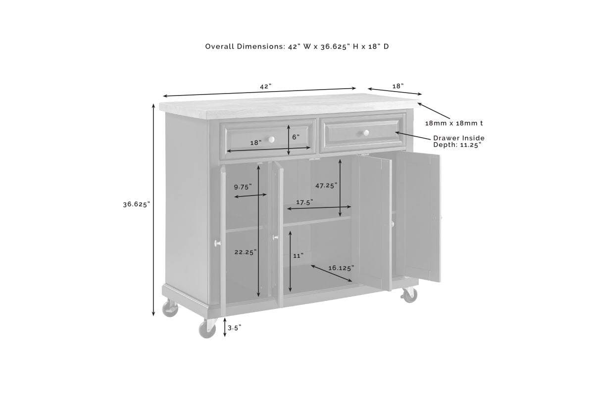 Madison Kitchen Island/Cart - Emerald Green & Natural