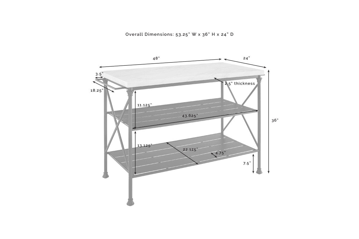 Madeleine Kitchen Island - Black & White Marble