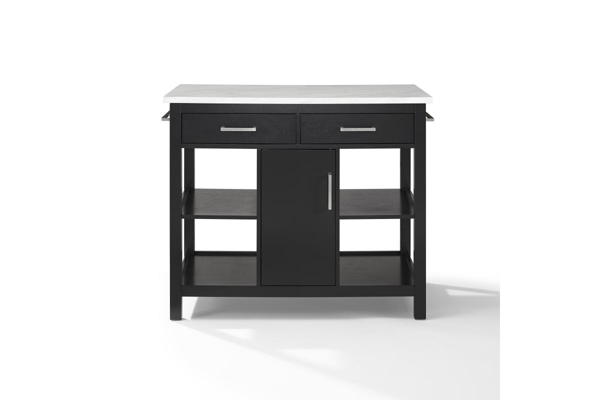 Audrey Faux Marble Top Kitchen Island - Black & White Marble Top