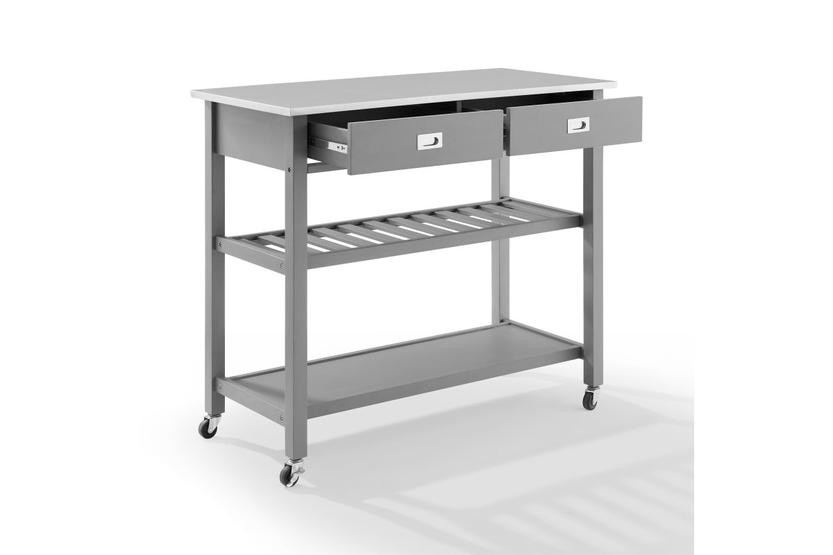 Chloe Stainless Steel Top Kitchen Island/Cart  - Gray