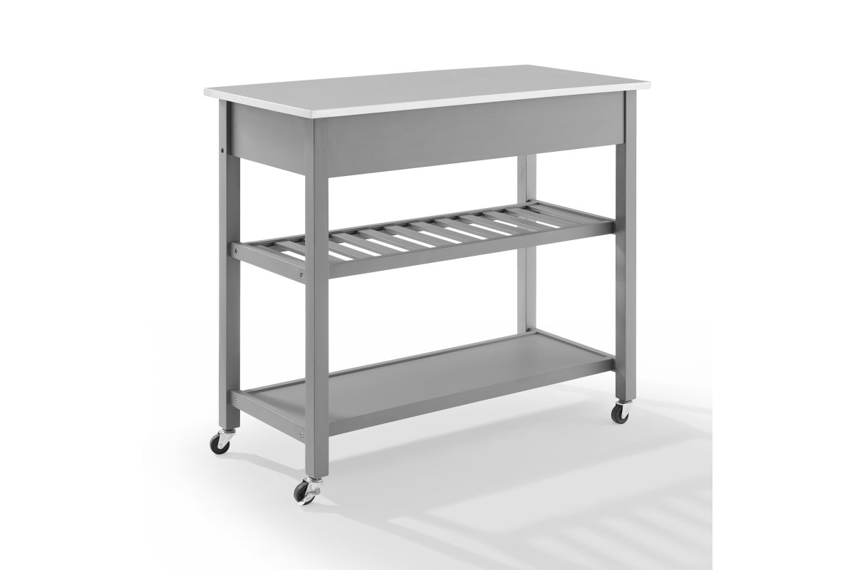 Chloe Stainless Steel Top Kitchen Island/Cart  - Gray