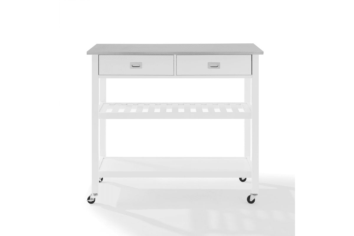 Chloe Stainless Steel Top Kitchen Island/Cart - White