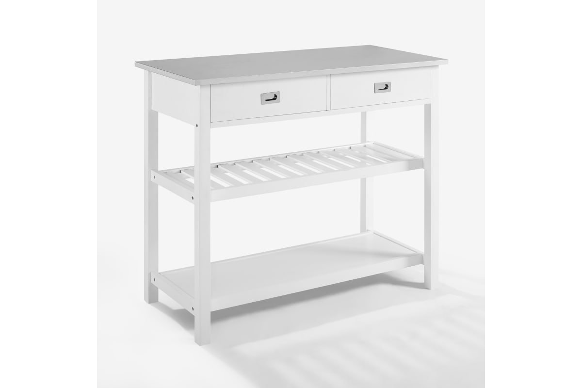 Chloe Stainless Steel Top Kitchen Island/Cart - White