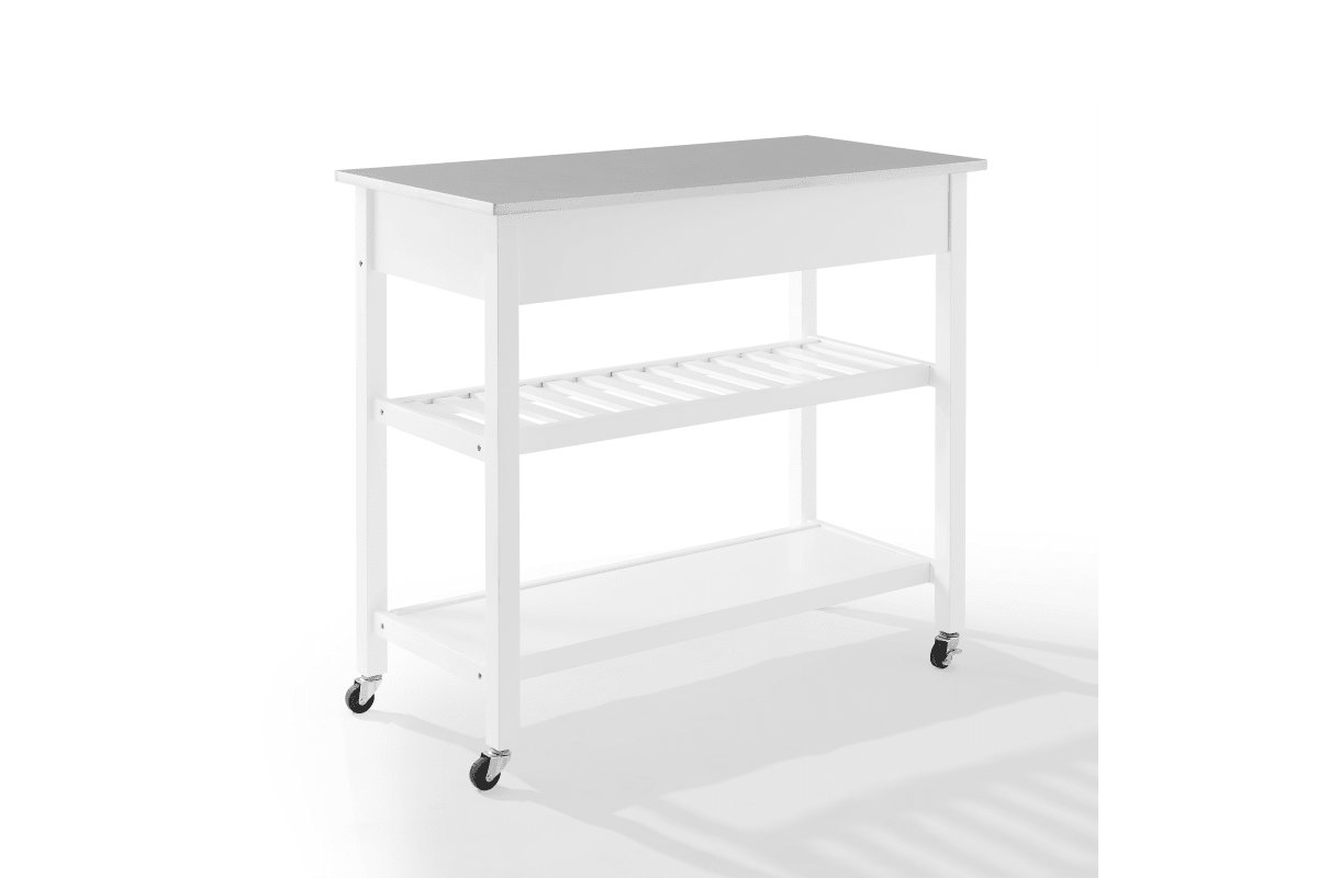 Chloe Stainless Steel Top Kitchen Island/Cart - White