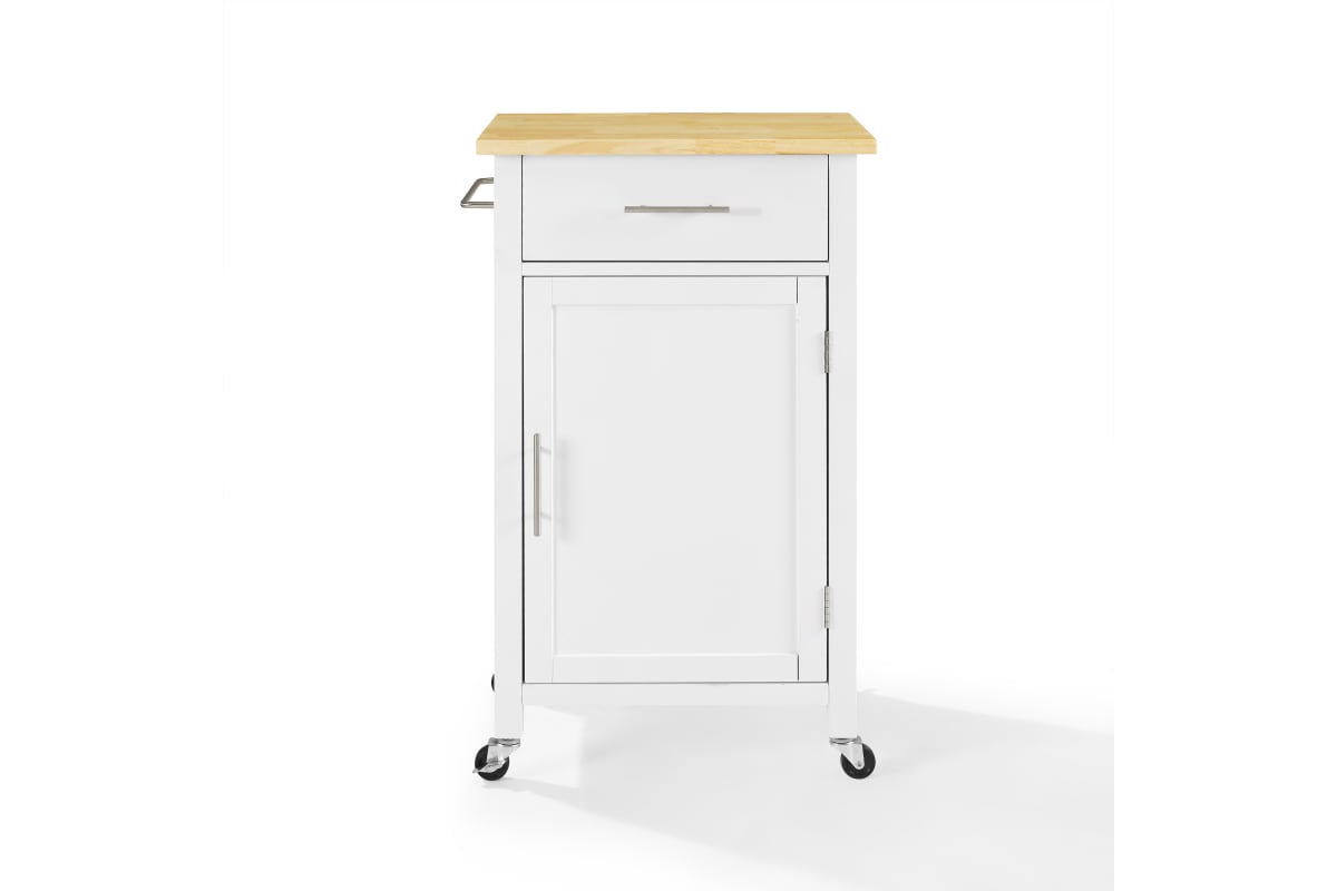 Savannah Wood Top Compact Kitchen Island/Cart - White & Natural