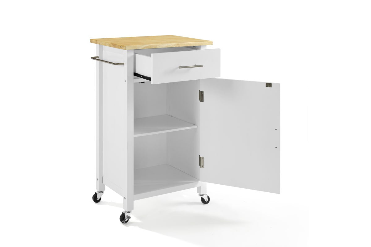 Savannah Wood Top Compact Kitchen Island/Cart - White & Natural