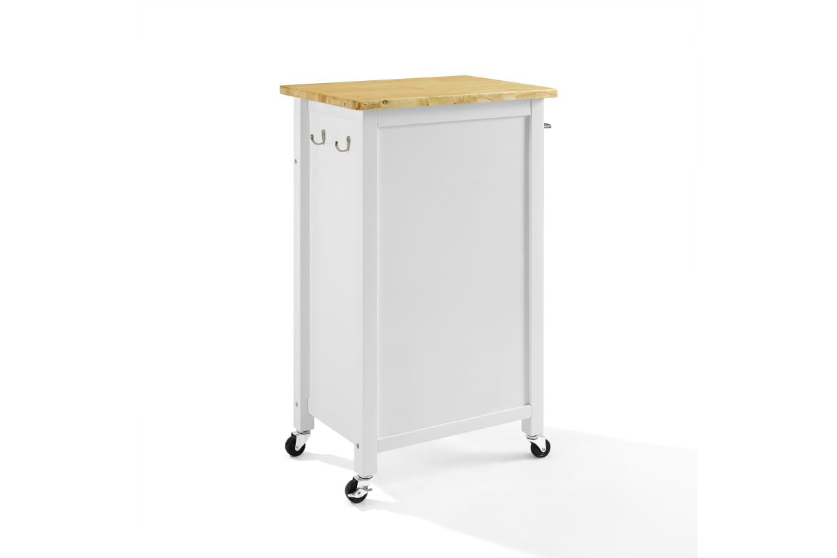 Savannah Wood Top Compact Kitchen Island/Cart - White & Natural