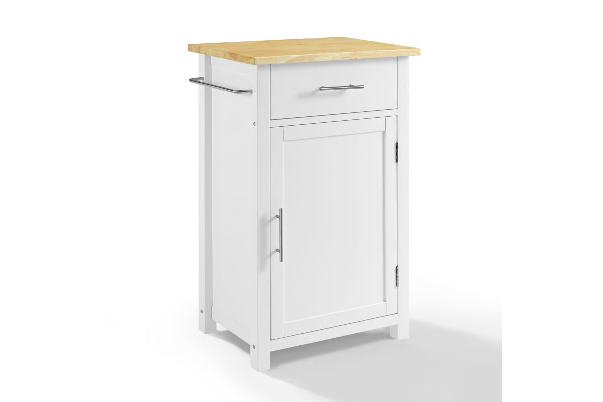 Savannah Wood Top Compact Kitchen Island/Cart - White & Natural